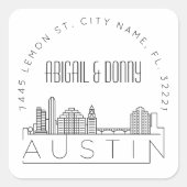 Austin Skyline | Afdichting van vooraf geadresseer Vierkante Sticker (Voorkant)