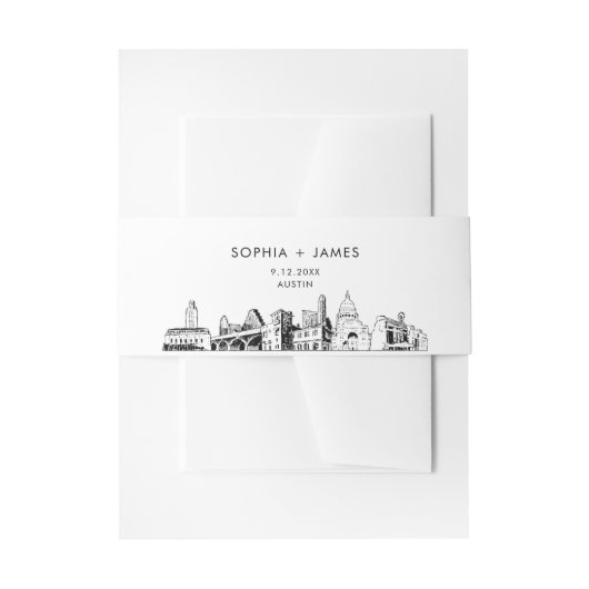 Austin Skyline Belly Band, 2"x11.5" Uitnodigingen Wikkel (Voorkant Voorbeeld)