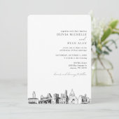 Austin Skyline Destination Wedding Invitation Kaart (Staand voorkant)