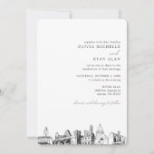 Austin Skyline Destination Wedding Invitation Kaart (Voorkant)