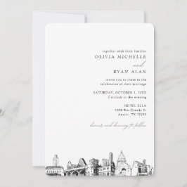 Austin Skyline Destination Wedding Invitation Kaart