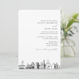 Austin Skyline Destination Wedding Invitation Kaart