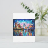 Austin Skyline in de nacht van de cityscape Kunstc Briefkaart (Staand voorkant)