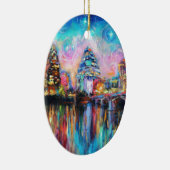 Austin Skyline in de nacht van de cityscape Kunstc Keramisch Ornament (Rechts)