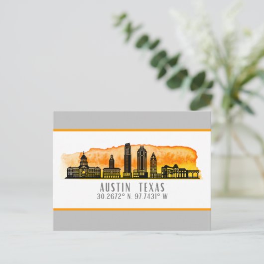 Austin Skyline Latitude Briefkaart (Staand voorkant)
