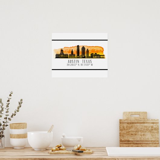 Austin Skyline Latitude Poster (Keuken)