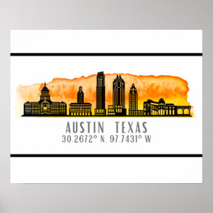 Austin Skyline Latitude Poster