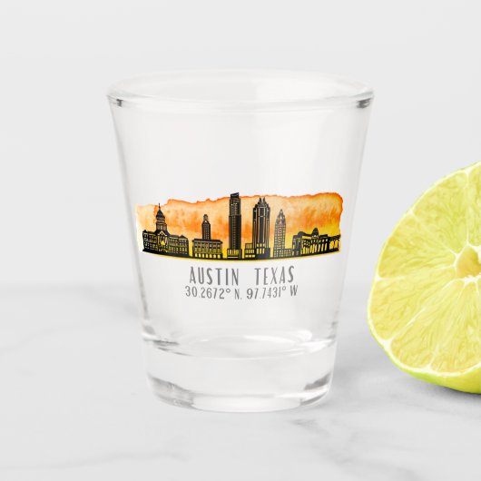 Austin Skyline Latitude Shot Glas (Voorkant)
