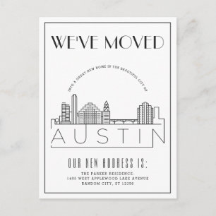 Austin Skyline Modern Deco   Adres wijzigen Aankondigingskaart
