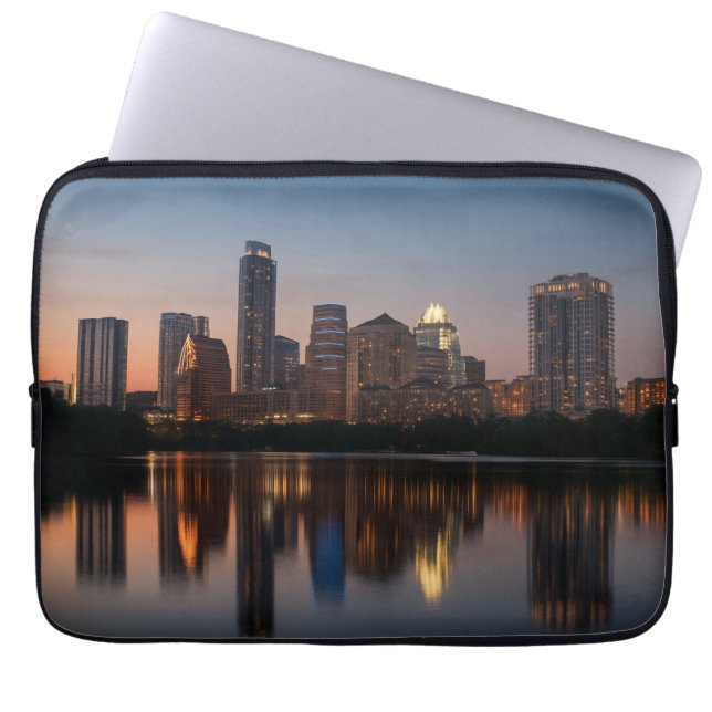 Austin Skyline - Modern Texas City Design Laptop Sleeve (Voorkant)