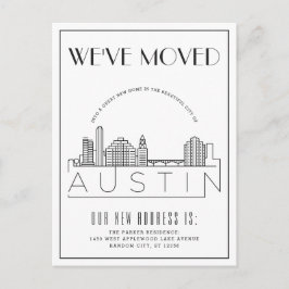 Austin Skyline Moderne Deco | Adreswijziging Aankondigingskaart