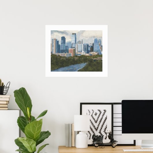 Austin Skyline Painted Art Print (Thuiskantoor)