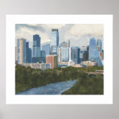 Austin Skyline Painted Art Print (Voorkant)