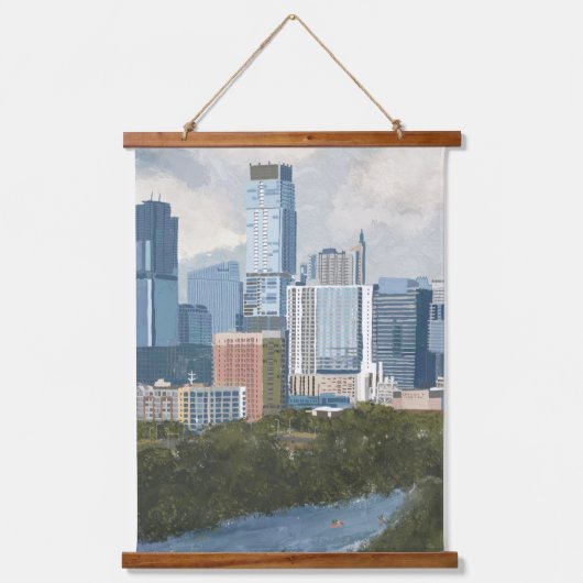 Austin Skyline Painted Art Print Hangend Wandkleed (Voorkant)