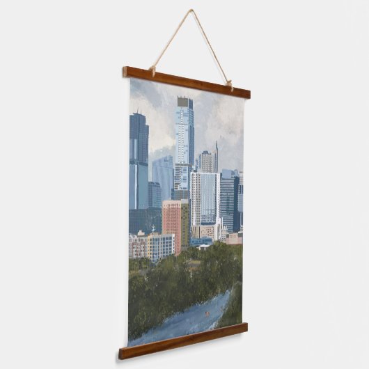 Austin Skyline Painted Art Print Hangend Wandkleed (Gebogen)