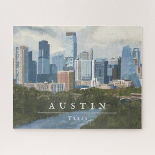 Austin Skyline Painted Art Print Legpuzzel