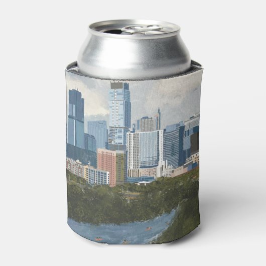 Austin Skyline Painted Art Stone Onderzetter Blikjeskoeler (Blikje Voorkant)