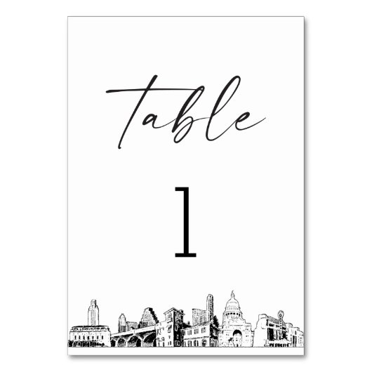 Austin Skyline tafelnummer 3.5x5 Kaart (Voorkant)