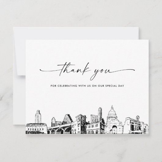 Austin Skyline trouwfoto dank u kaart (Voorkant)