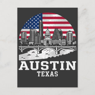 Austin Stad Texas Amerikaanse Vlag Briefkaart