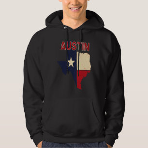 Austin Stad Texas Texaanse Vlag Kaart Hoodie
