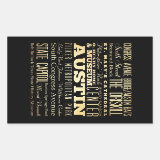 Austin Stad van Texas State Typography Art Rechthoekige Sticker