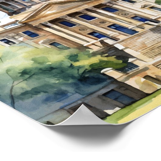 Austin State Capital Texas Waterverf Poster (Hoek)