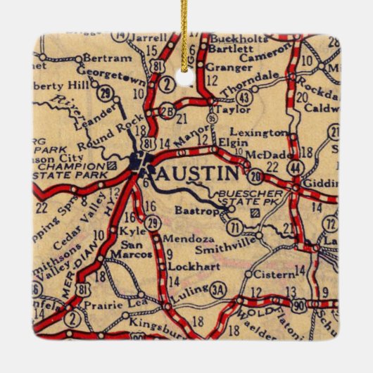 Austin Texas 1926 Map Keramisch Ornament (Achterkant)