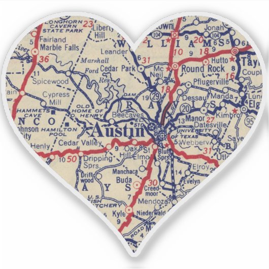 Austin Texas 1941 kaart Sticker (Voorkant)
