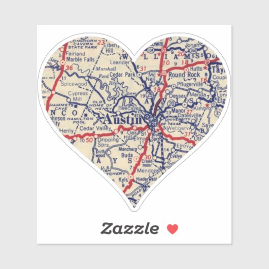 Austin Texas 1941 kaart Sticker (Vel)