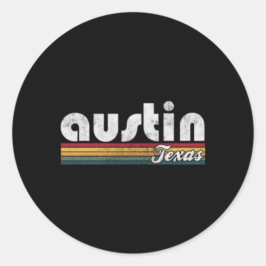Austin Texas 70's 80's stijl Ronde Sticker (Voorkant)