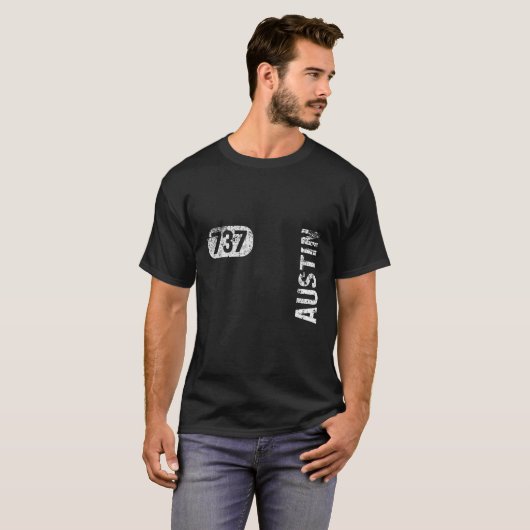 Austin Texas 737 netnummer T-shirt (Voorkant volledig)