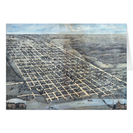 Austin, Texas Antiek Luchtfoto Stadsplattegrond va (Voorkant Horizontaal)