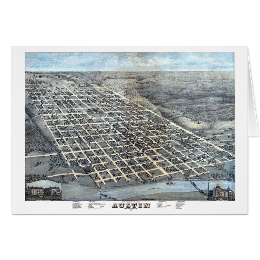 Austin, Texas Antiek Luchtfoto Stadsplattegrond va (Voorkant Horizontaal)