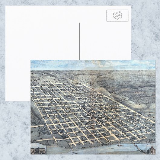 Austin, Texas Antiek Luchtfoto Stadsplattegrond va Briefkaart