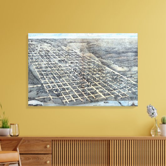 Austin, Texas Antiek Luchtfoto Stadsplattegrond va Canvas Afdruk (Insitu (Woonkamer))