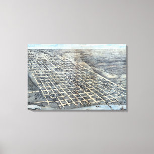 Austin, Texas Antiek Luchtfoto Stadsplattegrond va Canvas Afdruk