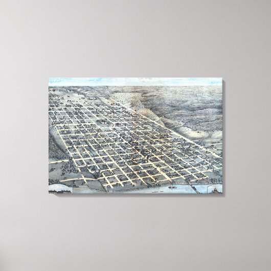 Austin, Texas Antiek Luchtfoto Stadsplattegrond va Canvas Afdruk (Voorkant)