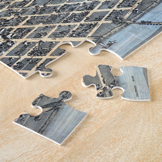 Austin, Texas Antiek Luchtfoto Stadsplattegrond va Legpuzzel (Zijkant)