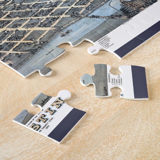 Austin, Texas Antiek Luchtfoto Stadsplattegrond va Legpuzzel (Zijkant)