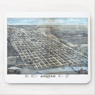 Austin, Texas Antiek Luchtfoto Stadsplattegrond va Muismat