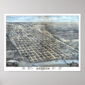 Austin, Texas Antiek Luchtfoto Stadsplattegrond va Poster (Voorkant)
