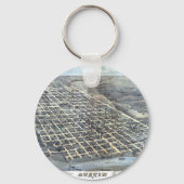 Austin, Texas Antiek Luchtfoto Stadsplattegrond va Sleutelhanger (Achterkant)