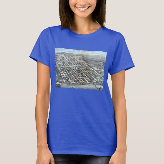 Austin, Texas Antiek Luchtfoto Stadsplattegrond va T-shirt (Voorkant)