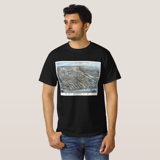 Austin, Texas Antiek Luchtfoto Stadsplattegrond va T-shirt (Voorkant volledig)