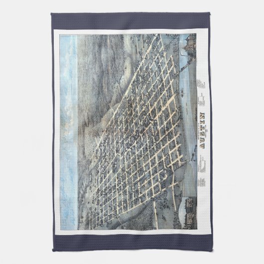 Austin, Texas Antiek Luchtfoto Stadsplattegrond va Theedoek (Verticaal)