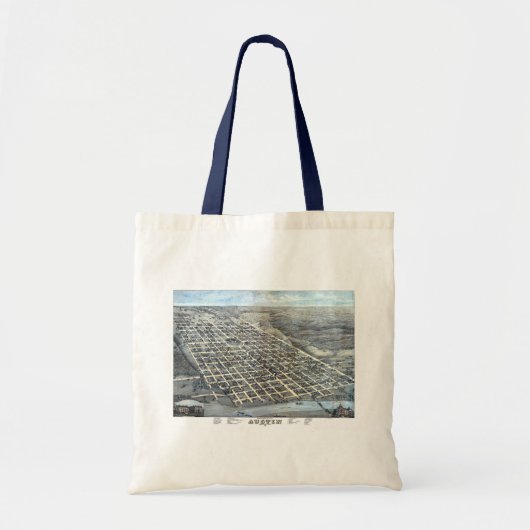 Austin, Texas Antiek Luchtfoto Stadsplattegrond va Tote Bag (Voorkant)