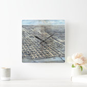 Austin, Texas Antiek Luchtfoto Stadsplattegrond va Vierkante Klok (Huis)