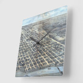 Austin, Texas Antiek Luchtfoto Stadsplattegrond va Vierkante Klok (Hoek)