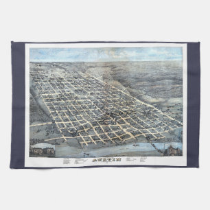 Austin, Texas Antieke Luchtkaart van 1873 Theedoek